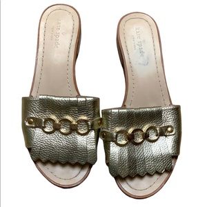 KATE SPADE ♠️ Gold Brie Kiltie Slide Sandals Size 8.5